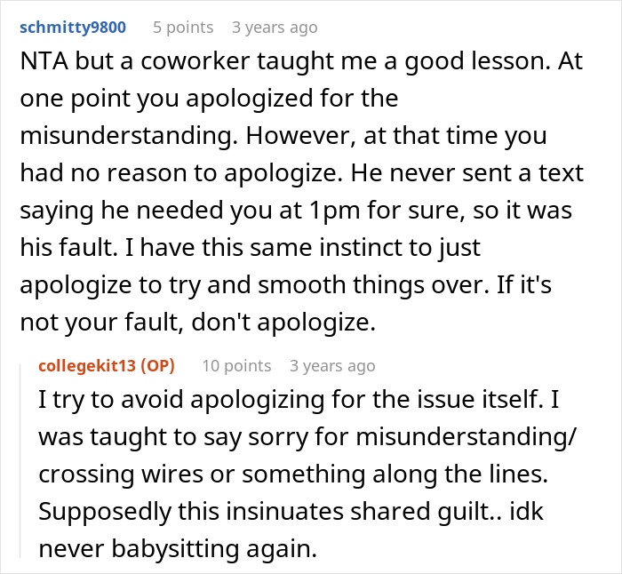 Reddit comments discussing rude rich folks firing babysitter with false accusations and blaming her after missing business trip.