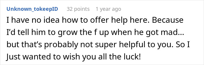 Alt text: Online comment on relationship advice about wife making more money and husband feeling emasculated.