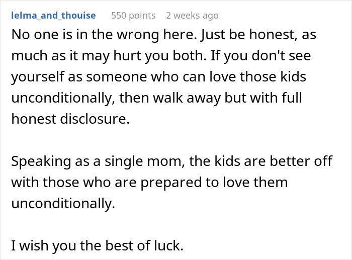 Comment advising honesty and unconditional love when saving niblings from foster care, affecting relationship future decisions.