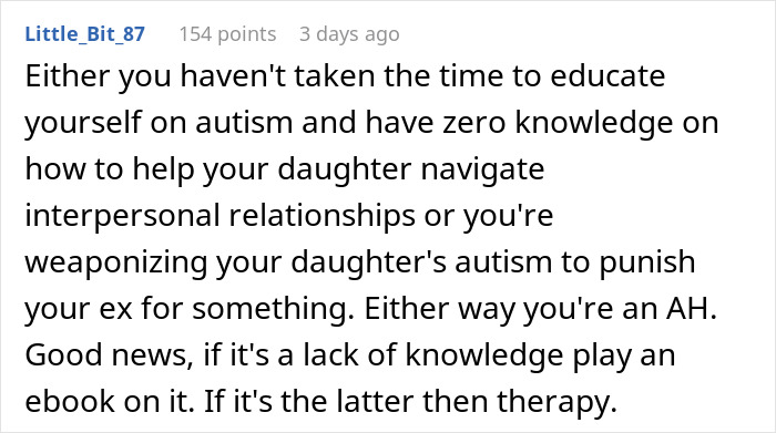 Comment discussing autism, a woman&rsquo;s work trip that is a vacation, and her autistic child refusing to go home.