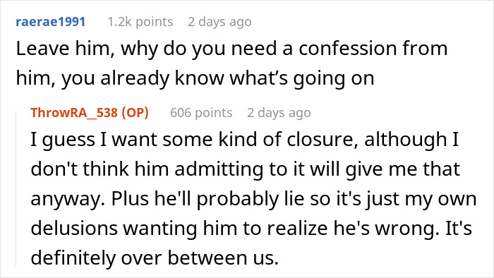 Screenshot of a dating forum conversation discussing boyfriend honesty and closure in boyfriend dating relationships.