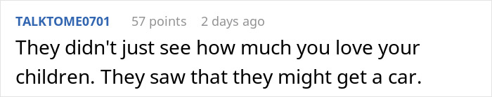 Comment about guy refusing to be step-father because fianc&eacute;e&rsquo;s children want cool gifts, highlighting family and gift expectations.