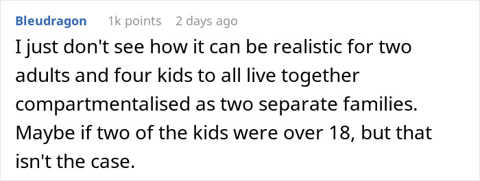 Comment on relationship dynamics where a guy refuses to be a step-father due to children wanting cool gifts too.