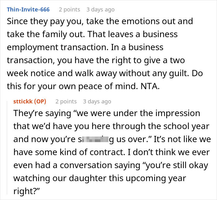 Online discussion about parents&rsquo; guilt-tripping after daughter-in-law refuses to be a cheap babysitter.