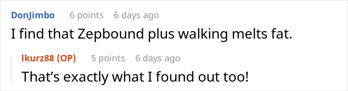 Screenshot of an online conversation discussing weight loss methods related to how Costco helped a woman lose 130 lbs.