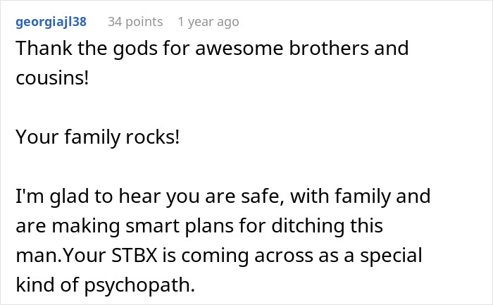 Comment praising family support and discussing smart plans after man ruins marriage by stealing wife&rsquo;s tea set.