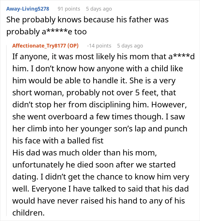 Comments discussing possible reasons behind boyfriend's behavior related to destroyed girlfriend's grandma's jewelry box.