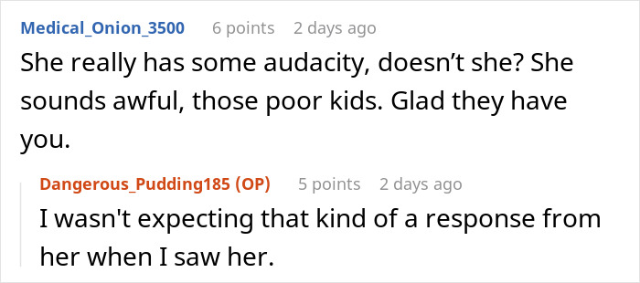 Screenshot of online comments discussing a mom who abandons 2 kids with 23-year-old sister and later complains about their upbringing.