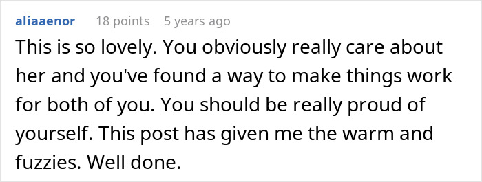 Screenshot of a Reddit comment expressing support and pride in overcoming challenges in a relationship. Screenshot of a Reddit comment expressing support and pride in overcoming challenges in a relationship.