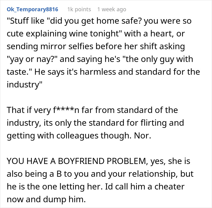 Text conversation about a man’s work wife sending hearts and mirror selfies, causing relationship tension. Text conversation about a man’s work wife sending hearts and mirror selfies, causing relationship tension.