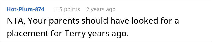 Screenshot of an online comment discussing care boundaries for a disabled brother after a recent drop-off incident.