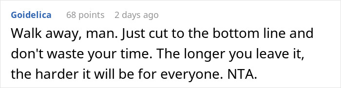 Comment on Reddit thread about guy refusing to be step-father due to fianc&eacute;e&rsquo;s children wanting cool gifts.