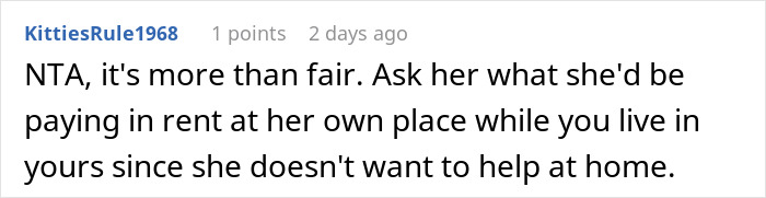 Screenshot of a Reddit comment discussing a woman refusing to contribute to bills after her boyfriend spends $600K on a house.