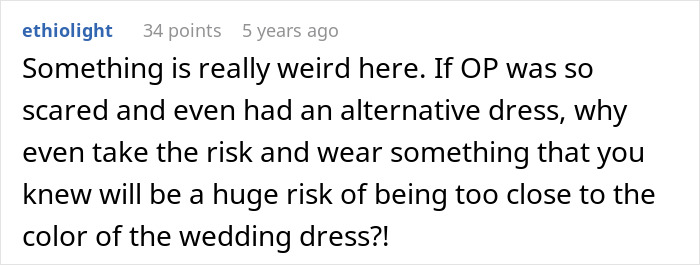 Reddit user discusses wedding guest attire controversy, clapping back after being shamed for outfit choice in chat screenshots. Reddit user discusses wedding guest attire controversy, clapping back after being shamed for outfit choice in chat screenshots.