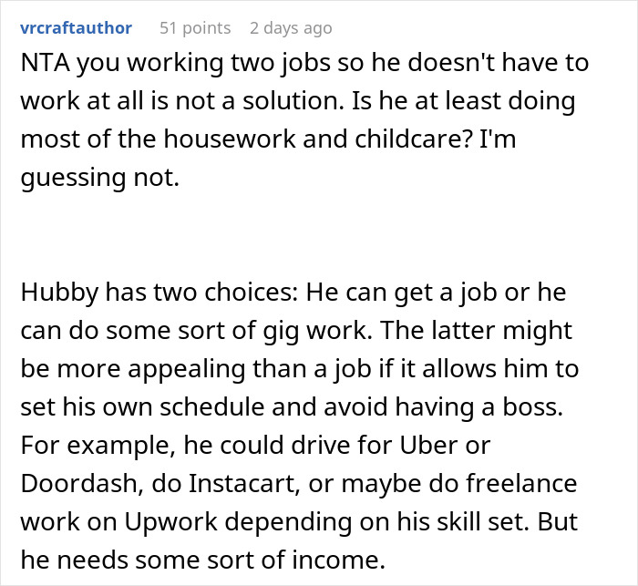 Comment discussing a man refusing to get a job or have a boss after his business fails following 20 years of success.