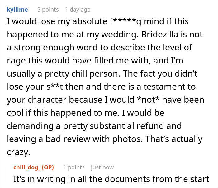 Text conversation about wedding vendors causing frustration by leaving bride without cupcakes due to allergy concerns.