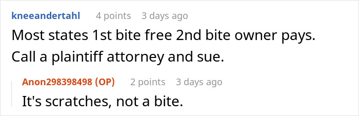 Comments discussing pet injury liability in an HOA dispute with a board member refusing pet ownership rules.