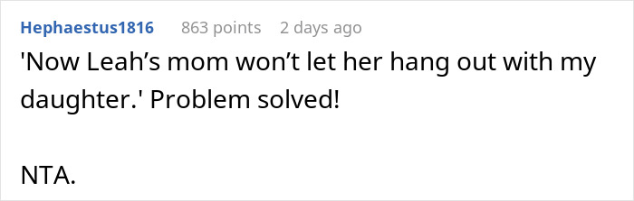 Screenshot of a forum comment discussing drama caused by a 12-year-old ruining a friend&rsquo;s birthday party.