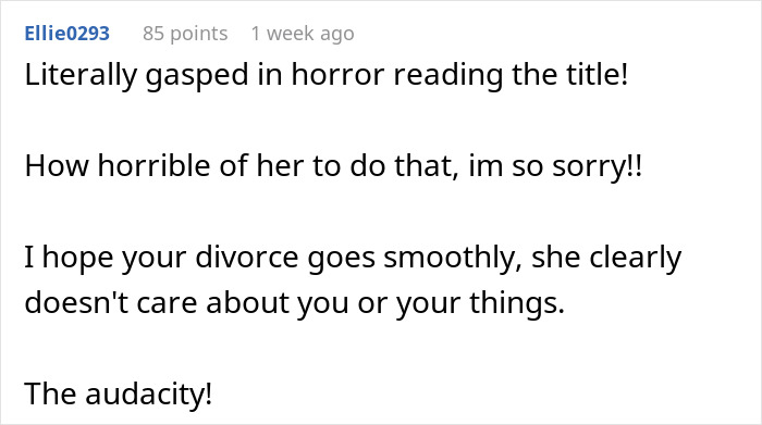 Reddit comment expressing shock and sympathy over wife throwing away husband's Pok&eacute;mon card collection, sparking controversy.