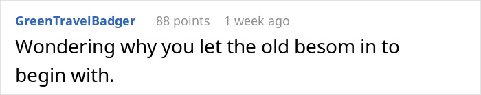 Text comment on a white background in a social media style, discussing the situation of a monster-in-law putting a daughter-in-law&rsquo;s life in danger.