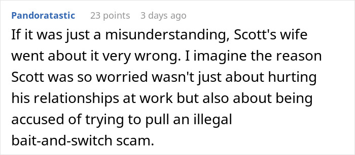 Comment about coworkers feeling scammed after attending superior&rsquo;s wife&rsquo;s show that wasn&rsquo;t actually free.
