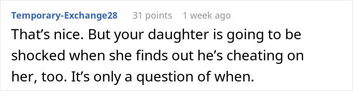 Comment expressing concern about absentee husband wanting a third child, with focus on mistress turned wife and worried mom.