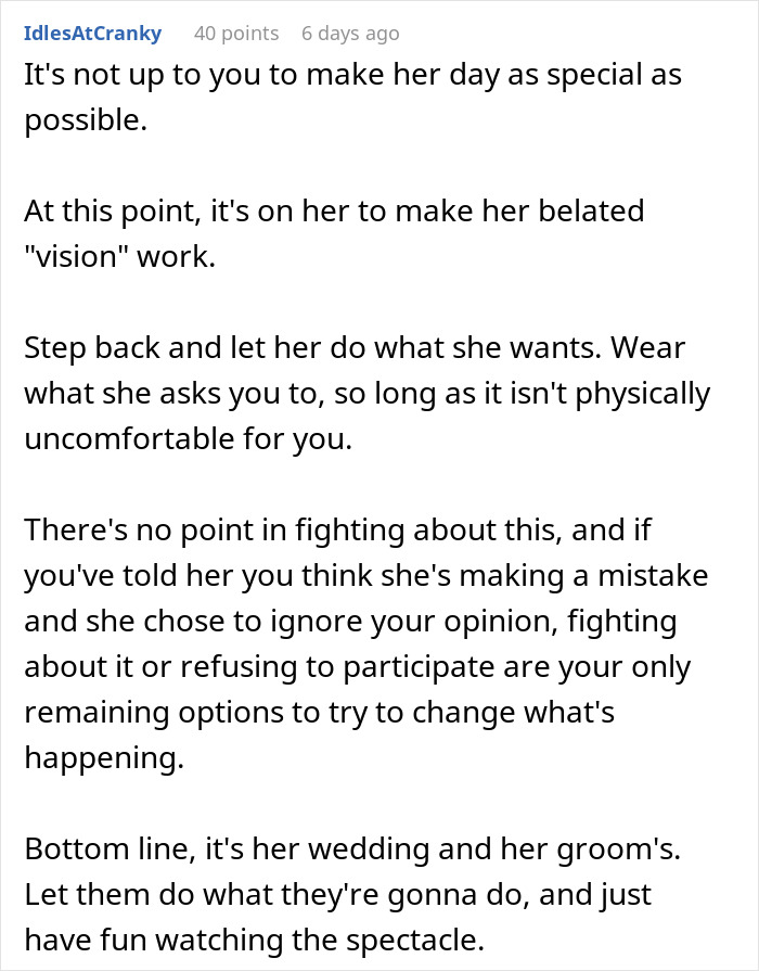 Text post discussing a panicked bro&rsquo;s reaction as bride turns wedding into Star Wars saga weeks before event.