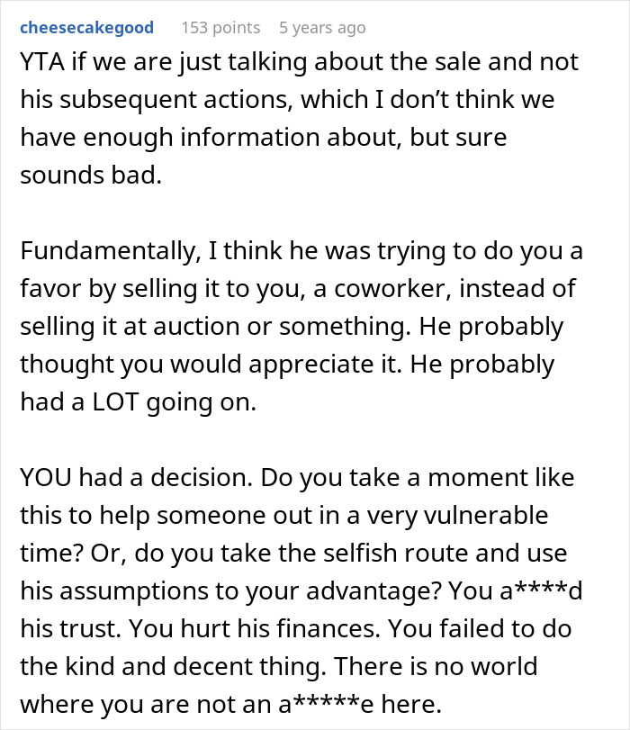 Screenshot of a Reddit comment discussing the sale of a valuable guitar and questions about trust and ethics. Screenshot of a Reddit comment discussing the sale of a valuable guitar and questions about trust and ethics.