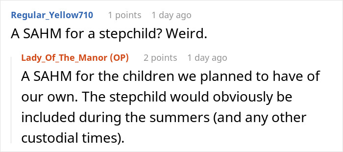 Screenshot of a Reddit conversation discussing a lady who swears never to date men with kids again after ditching her fianc&eacute;.
