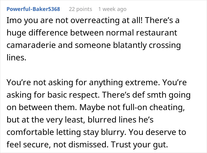Reddit comment discussing blurred lines and disrespect in a relationship involving a man’s work wife sending hearts and selfies. Reddit comment discussing blurred lines and disrespect in a relationship involving a man’s work wife sending hearts and selfies.