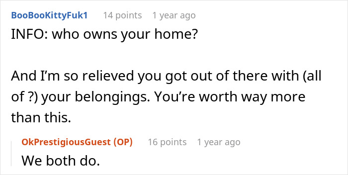 Screenshot of an online discussion about a man ruining his marriage by stealing his wife&rsquo;s tea set and giving it away.