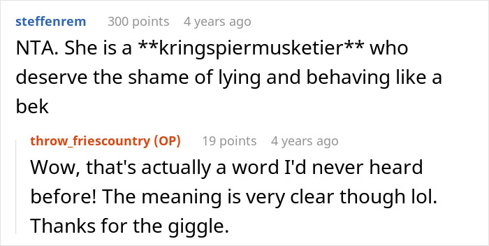 Screenshot of a forum discussion about a woman embarrassing a new colleague by speaking in a language she claimed to know well.