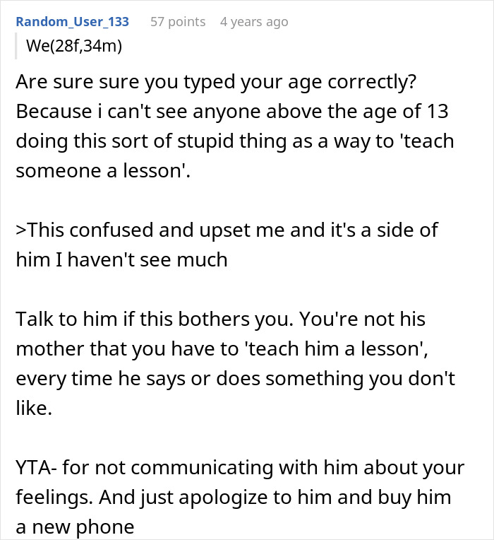 Woman trying to teach her boyfriend empathy, accidentally breaking his phone while discussing feelings and communication.