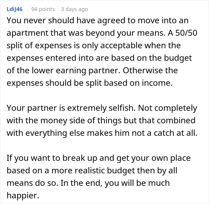 Comment discussing financial fairness and selfishness in relationships involving a millionaire boyfriend and loan repayment. Comment discussing financial fairness and selfishness in relationships involving a millionaire boyfriend and loan repayment.