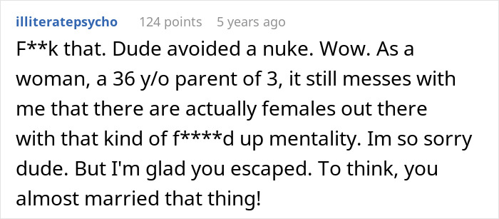 Comment expressing relief about a man avoiding a harmful relationship after a cheating baby lie trap attempt.