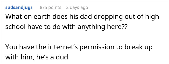 Screenshot of a Reddit comment discussing a breakup after a man&rsquo;s true colors show during vacation.