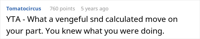 Screenshot of a comment describing a calculated and vengeful move related to selling grandma&rsquo;s leather shoes.