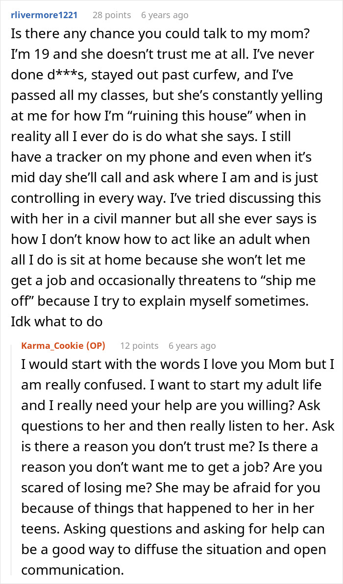 Text conversation discussing a woman’s controlling behavior and a suggestion to improve communication and trust. Text conversation discussing a woman’s controlling behavior and a suggestion to improve communication and trust.
