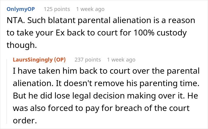 Reddit comments discussing parental alienation with dad losing legal rights, kids preferring bio mom over stepmom conflict. Reddit comments discussing parental alienation with dad losing legal rights, kids preferring bio mom over stepmom conflict.