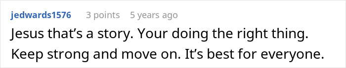 Screenshot of a forum comment encouraging someone to stay strong and move on after a difficult cheating situation.
