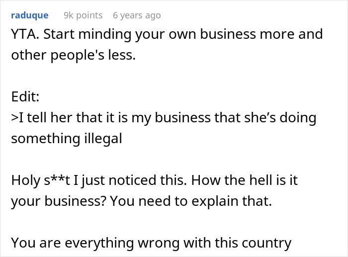 Reddit comment criticizing woman acting as self-appointed fraud police confronting teen over boots.