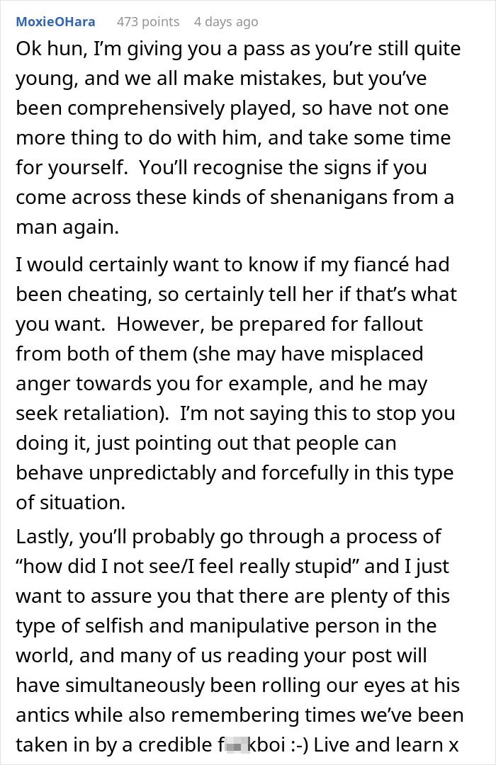 Woman learns man she&rsquo;s been seeing for months is getting married soon, reflecting on manipulation and heartbreak.