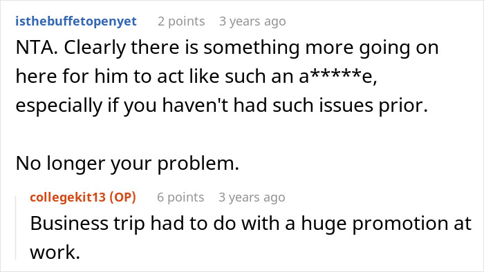 Screenshot of Reddit comments discussing rude, rich folks falsely accusing and firing a babysitter then blaming her for a missed business trip.