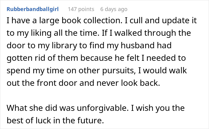 Reddit comment discussing anger over wife getting rid of husband's Pok&eacute;mon card collection, causing marriage conflict.
