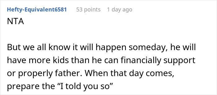 Screenshot of a forum comment discussing a woman calling out her brother for having four kids with four different women.