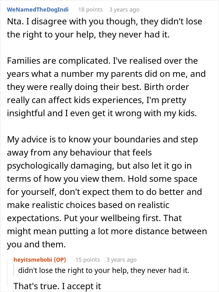 Reddit user discussing parents&rsquo; blatant favoritism and the impact on family boundaries and emotional wellbeing.