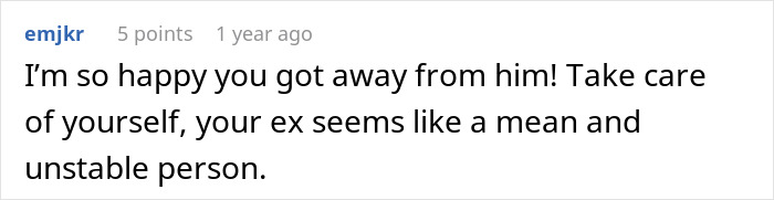 Screenshot of a user comment expressing relief after a man ruins his marriage by stealing his wife&rsquo;s tea set and giving it to his niece.