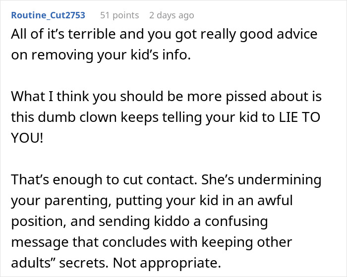 Comment expressing frustration about a nosy mother who undermines parenting in ancestry tests family drama. Comment expressing frustration about a nosy mother who undermines parenting in ancestry tests family drama.