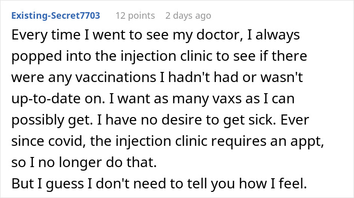 Text post discussing concerns about vaccinations and interactions between children with unvaccinated kids sparking fallout.