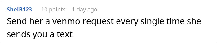 Comment on social media criticizing a friend who forgot her wallet, illustrating how the woman got duped without a thank you.